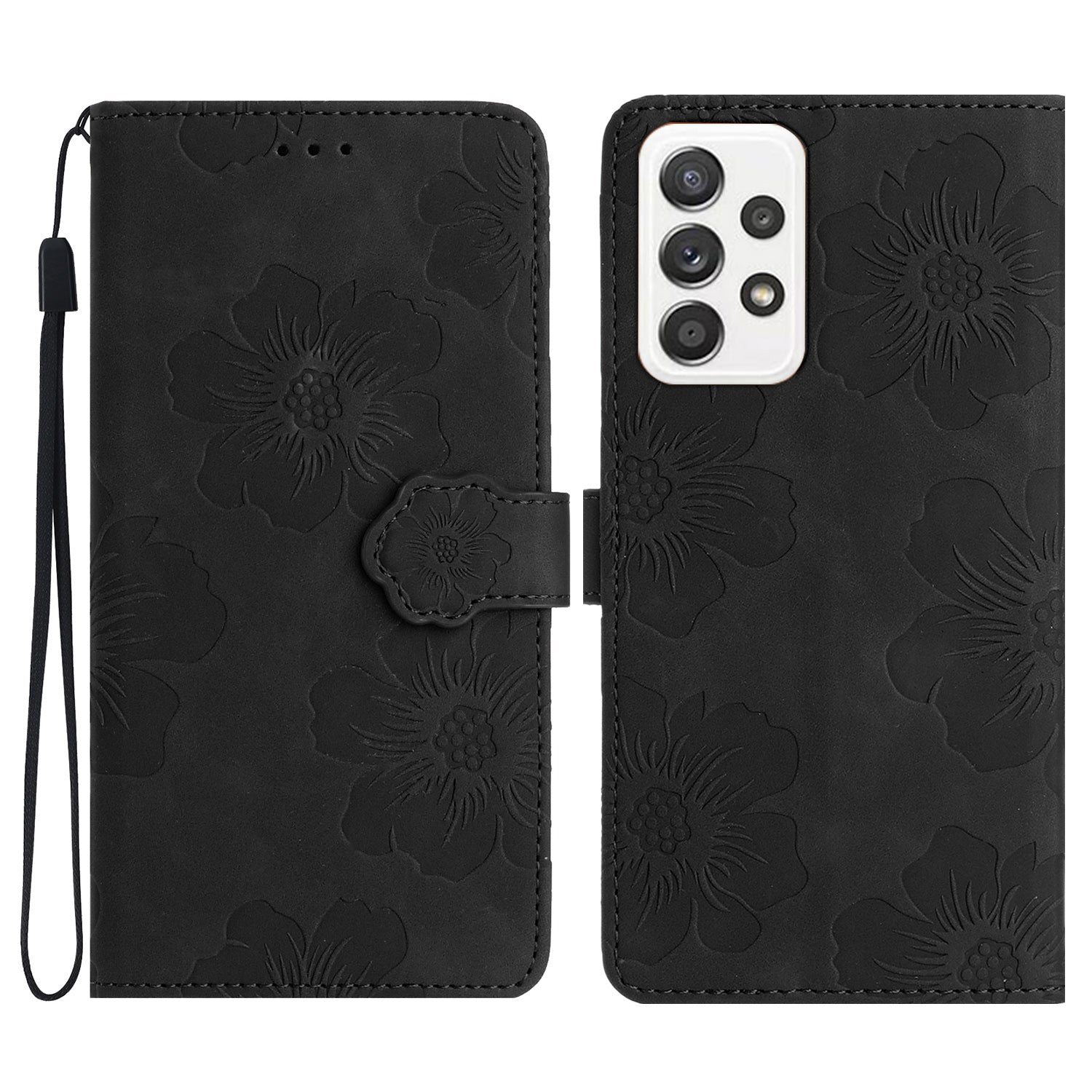 For Samsung Galaxy A72 4G / 5G Imprinted Flowers Phone Cover PU Leather Coated TPU Wallet Shell Case For Samsung Galaxy A72 4G / 5G Imprinted Flowers Phone Cover PU Leather Coated TPU Wallet Shell Case